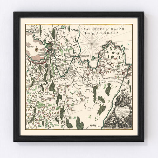 Vintage Lake Ladoga Map 1760