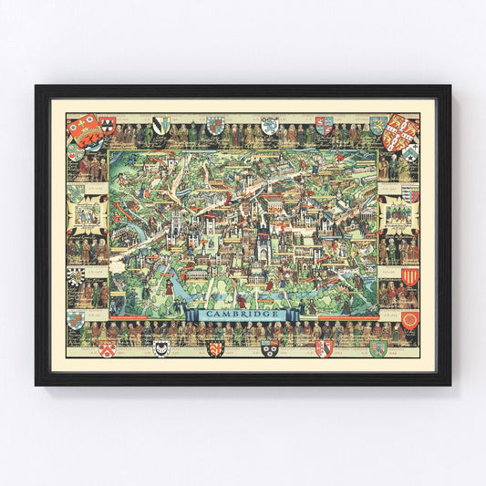 Vintage Map of Cambridge, England 1948
