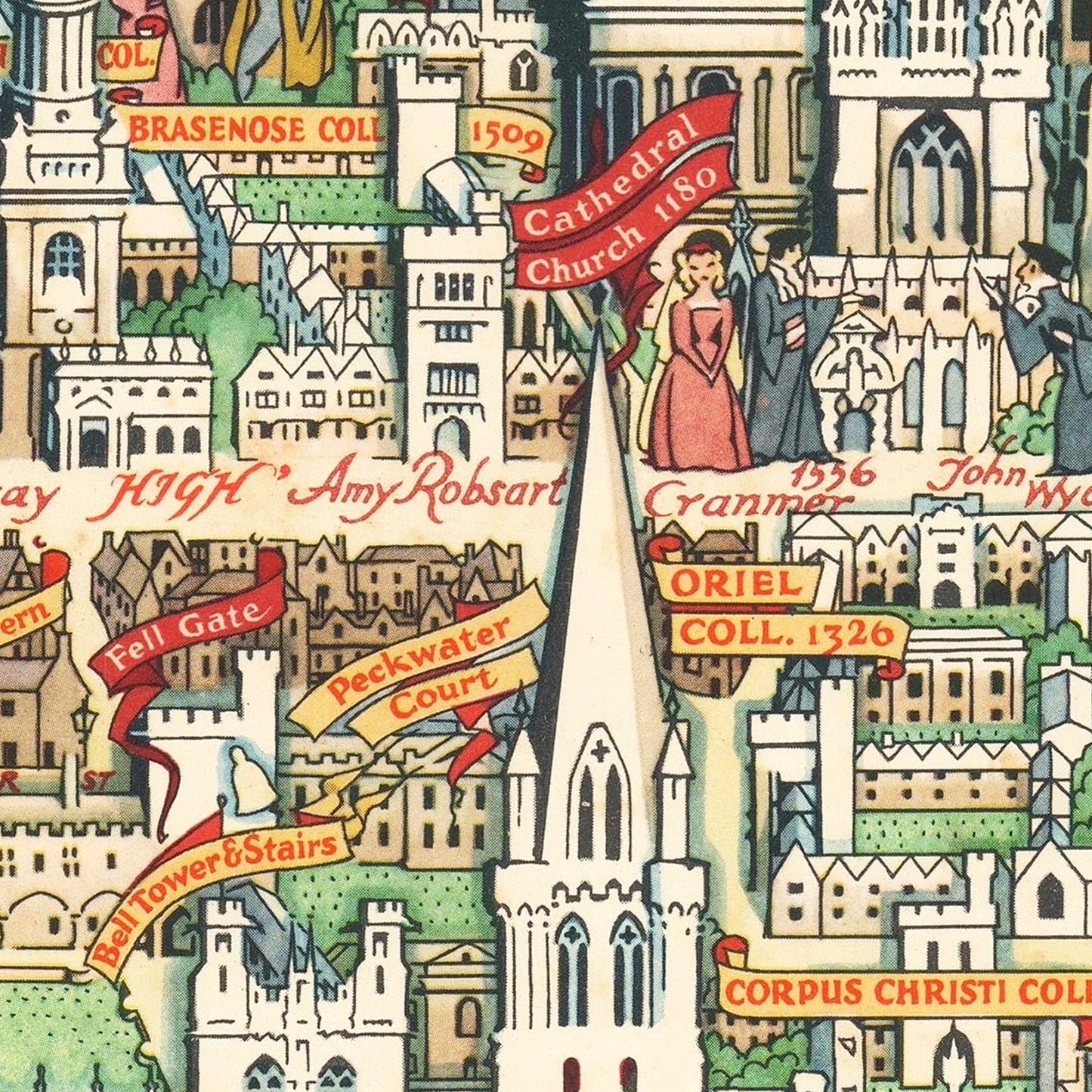 Vintage Map of Oxford, England 1948