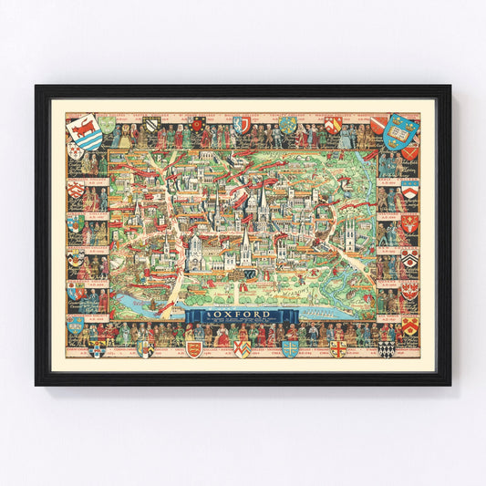 Vintage Map of Oxford, England 1948