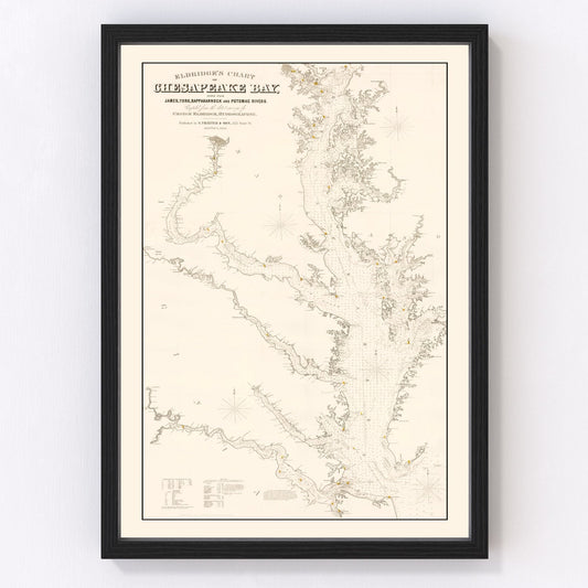 Vintage Chesapeake Bay Map 1868