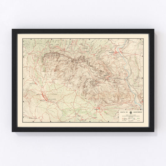 Vintage Montserrat Map 1949