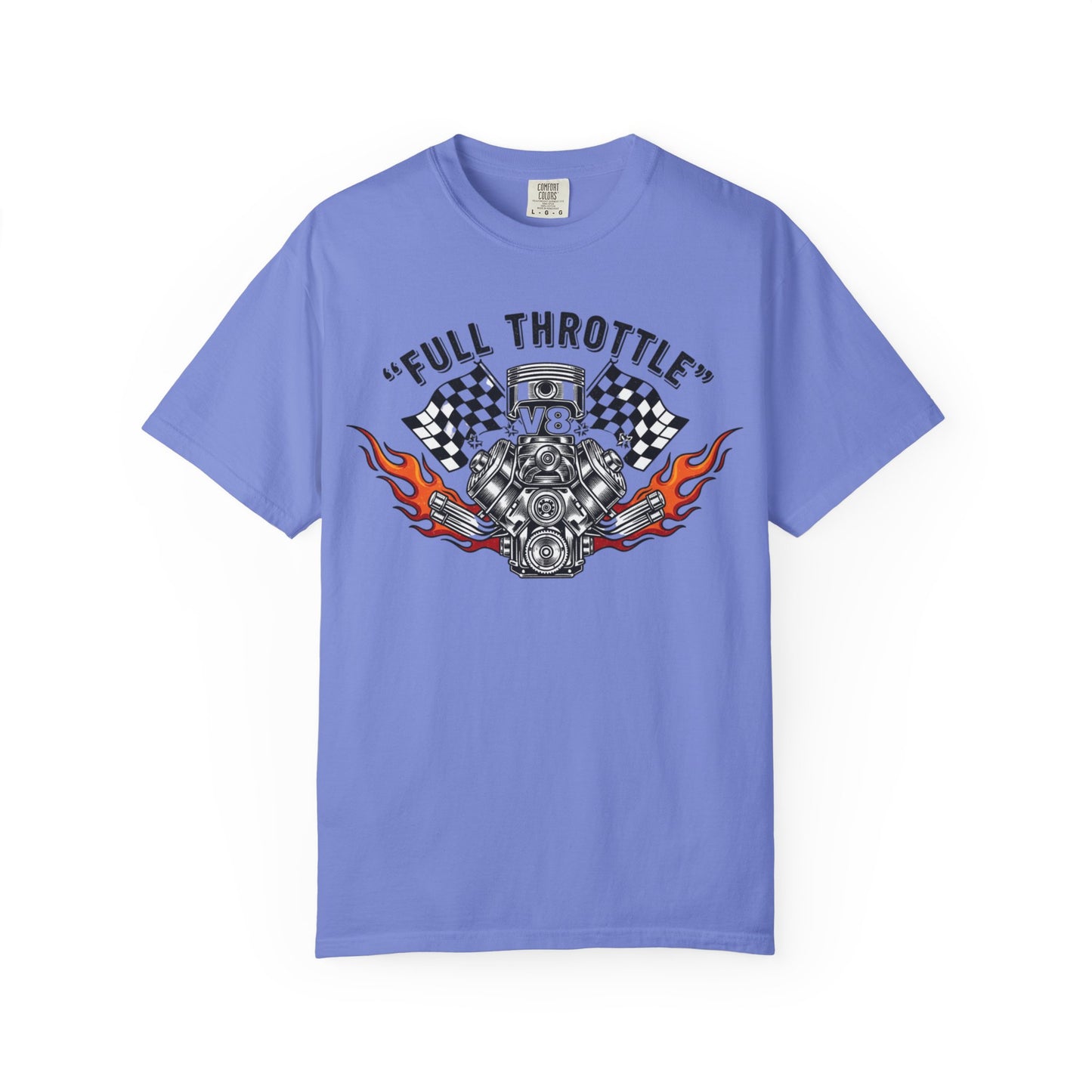 Full Throttle V8 Engine T-shirt | Racing Flags, Flames