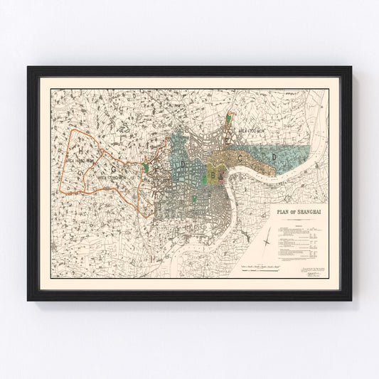 Vintage Map of Shanghai, China 1928