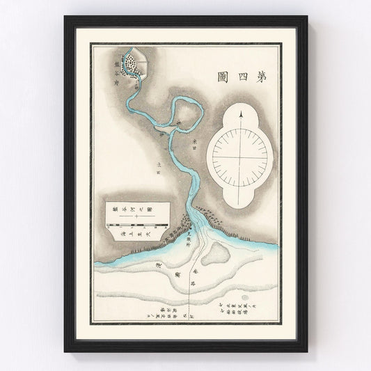 Vintage Map of Bangkok, Thailand 1875