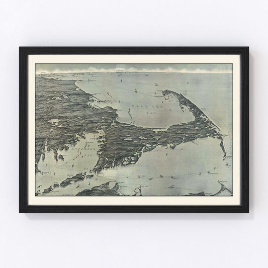 Vintage Cape Cod Birds Eye View Map 1915