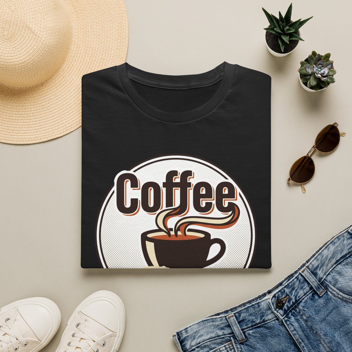 Coffee First T-Shirt — Retro Coffee Cup Graphic Tee for Coffee Lovers