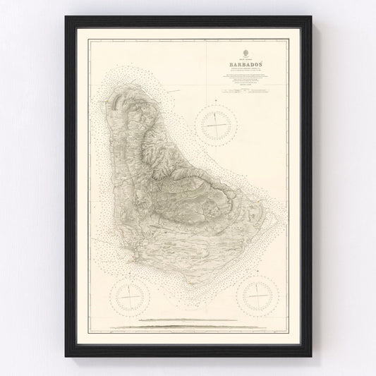 Vintage Barbados Nautical Map 1927