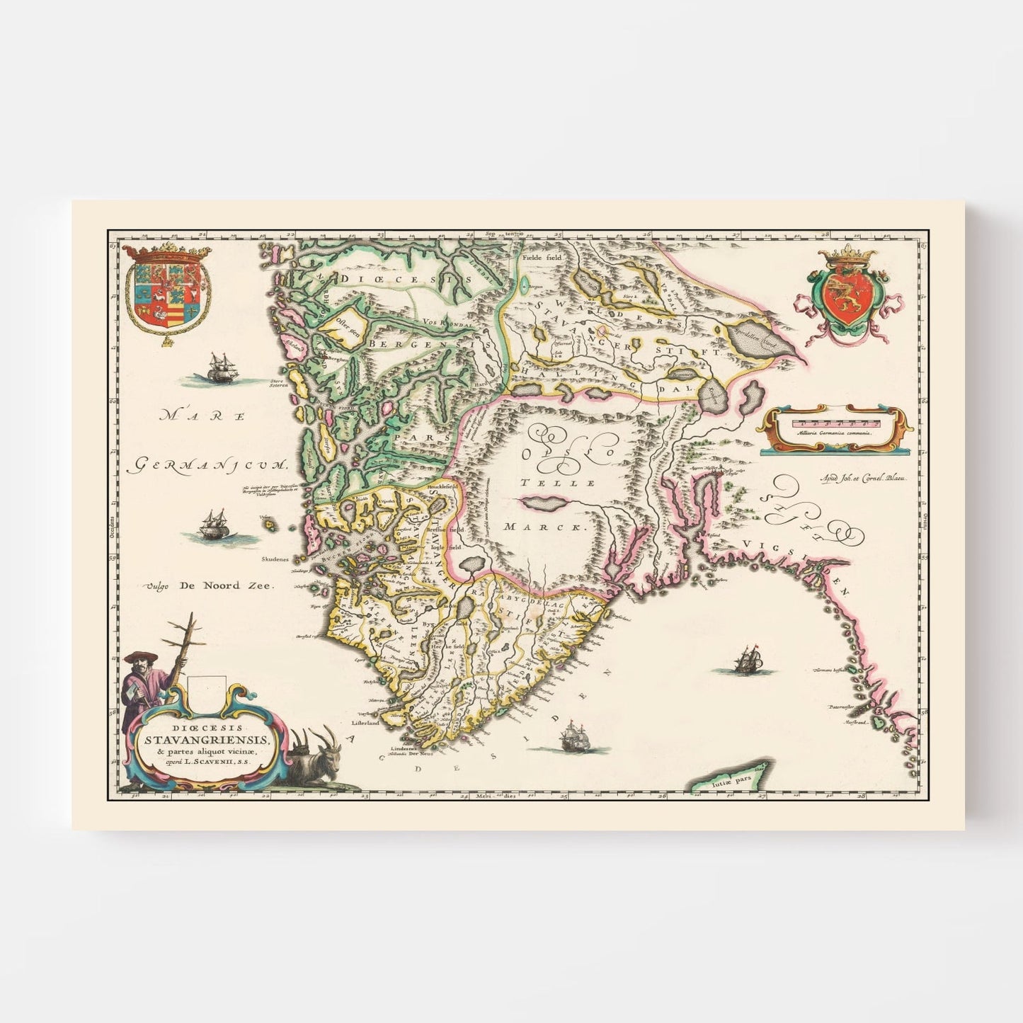 Vintage Map of Stavanger, Norway 1640