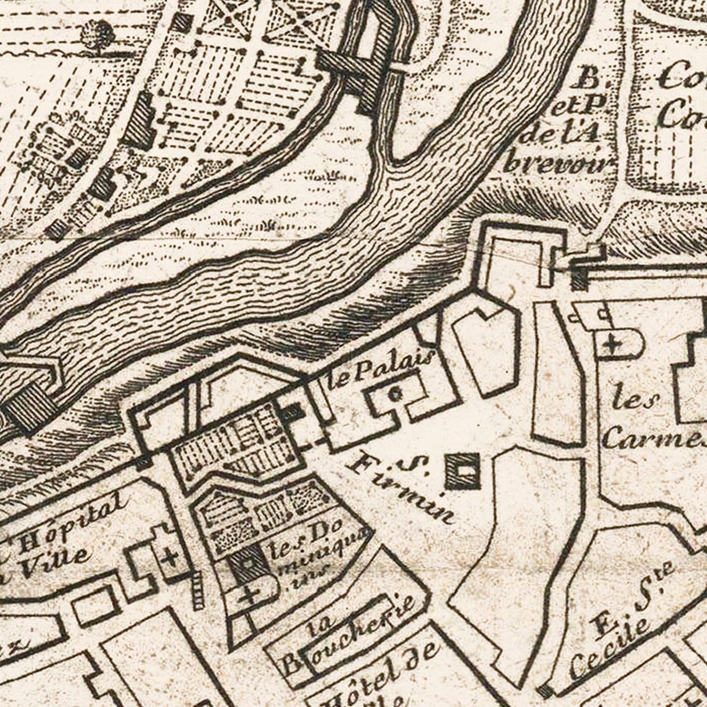 Vintage Map of Pamplona, Spain 1719