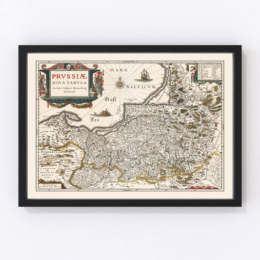 Vintage Map of Prussia 1635