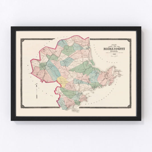 Vintage Map of Essex County, Massachusetts 1884