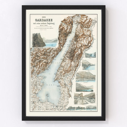 Vintage Lake Garda Italy Map 1890