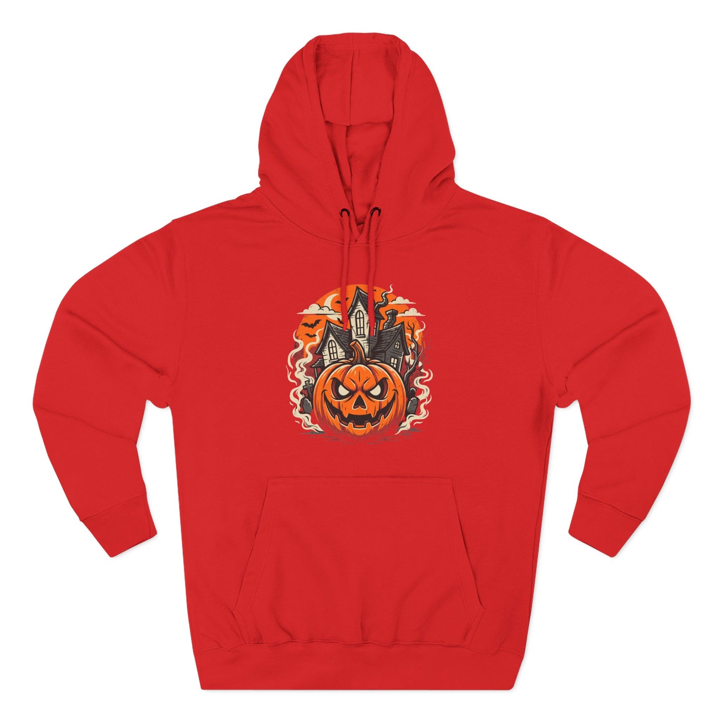 Halloween Pumpkin Hoodie — Jack-O'-Lantern Haunted House Fleece Hoodie