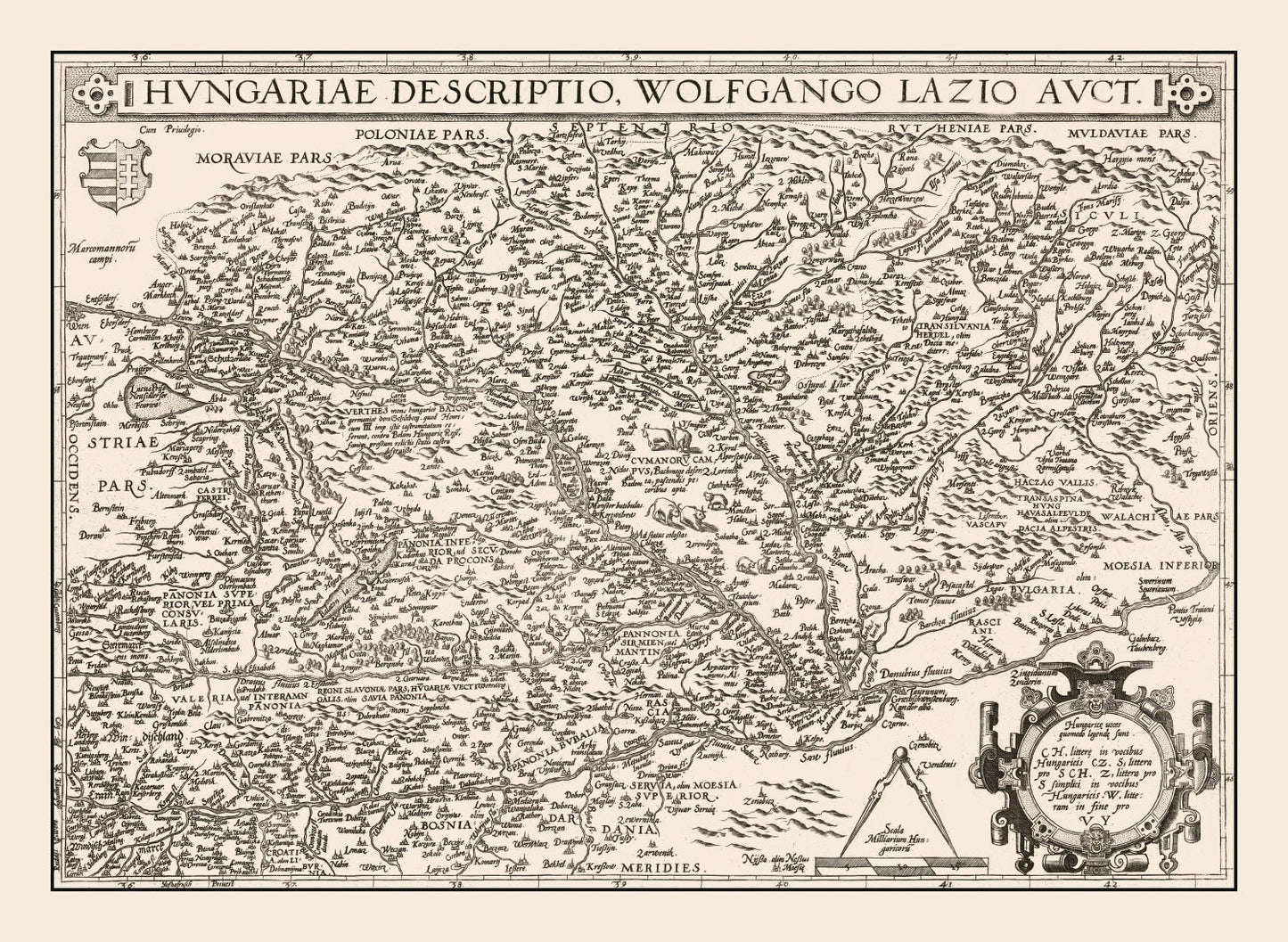 Vintage Map of Hungary 1570