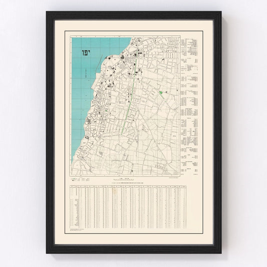 Vintage Map of Jaffa, Israel 1949