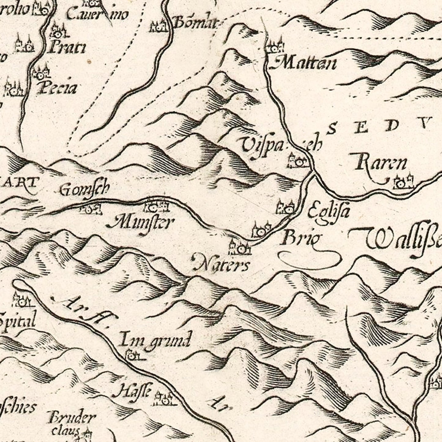 Vintage Map of Switzerland 1581
