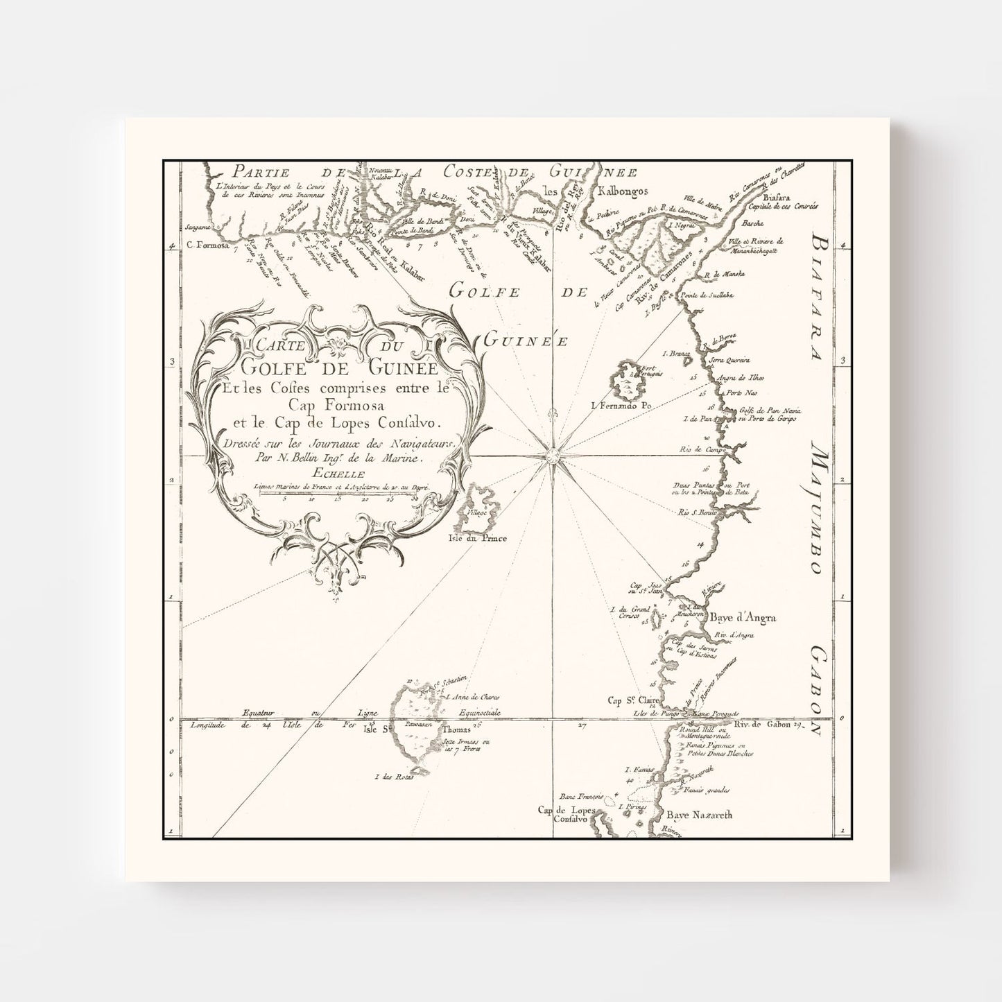 Vintage Gulf of Guinea Map 1754