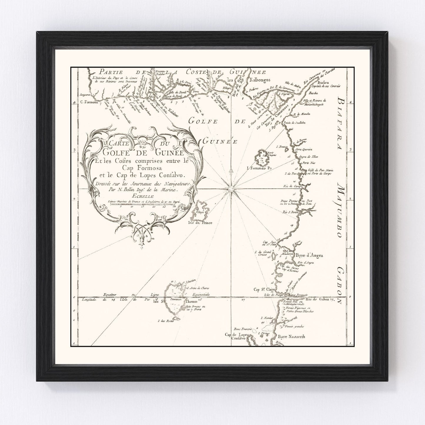 Vintage Gulf of Guinea Map 1754