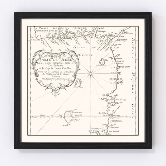 Vintage Gulf of Guinea Map 1754