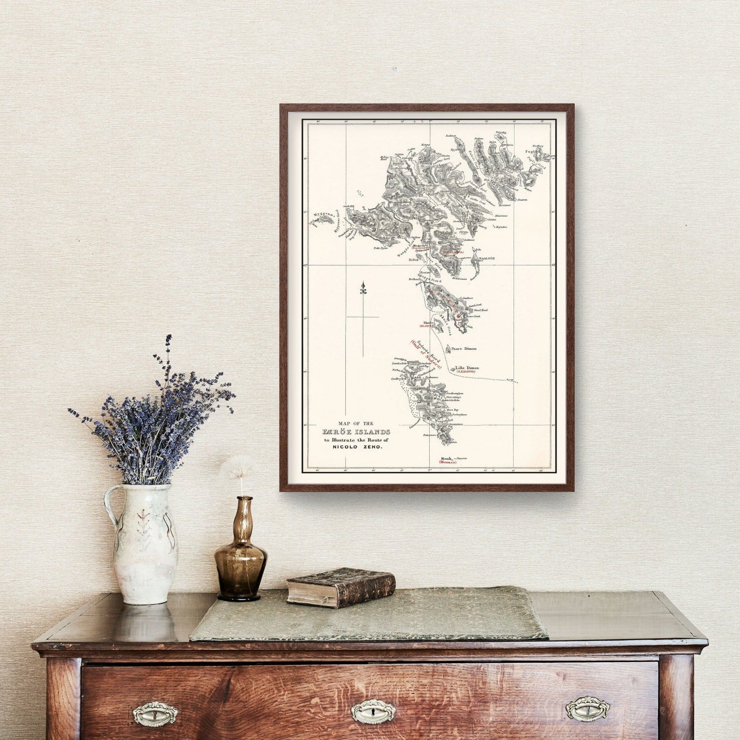 Vintage Faroe Islands Map 1873