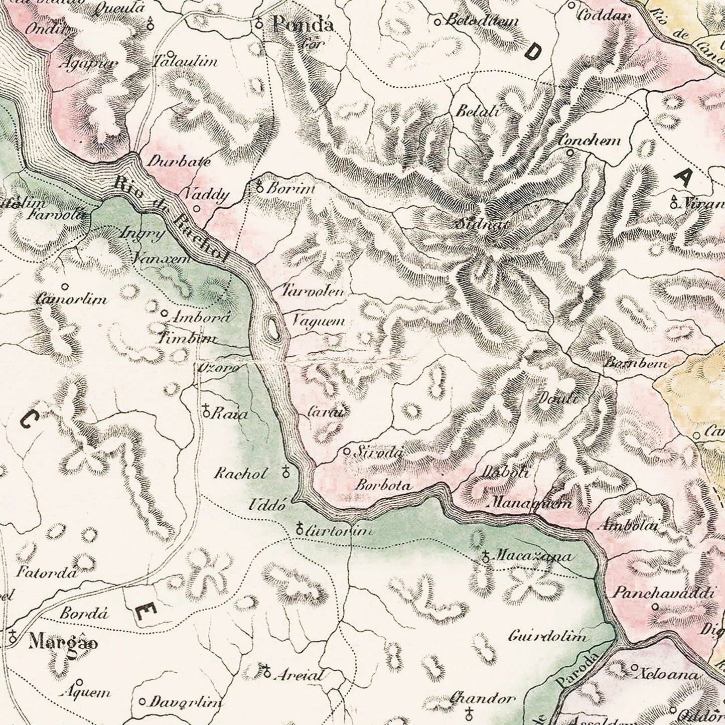 Vintage Goa, India Map 1878
