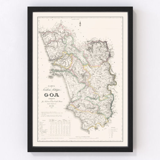 Vintage Goa, India Map 1878
