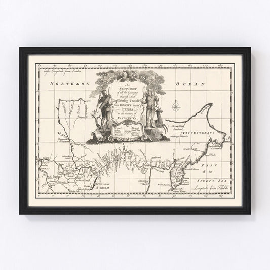 Vintage Map of Siberia 1744