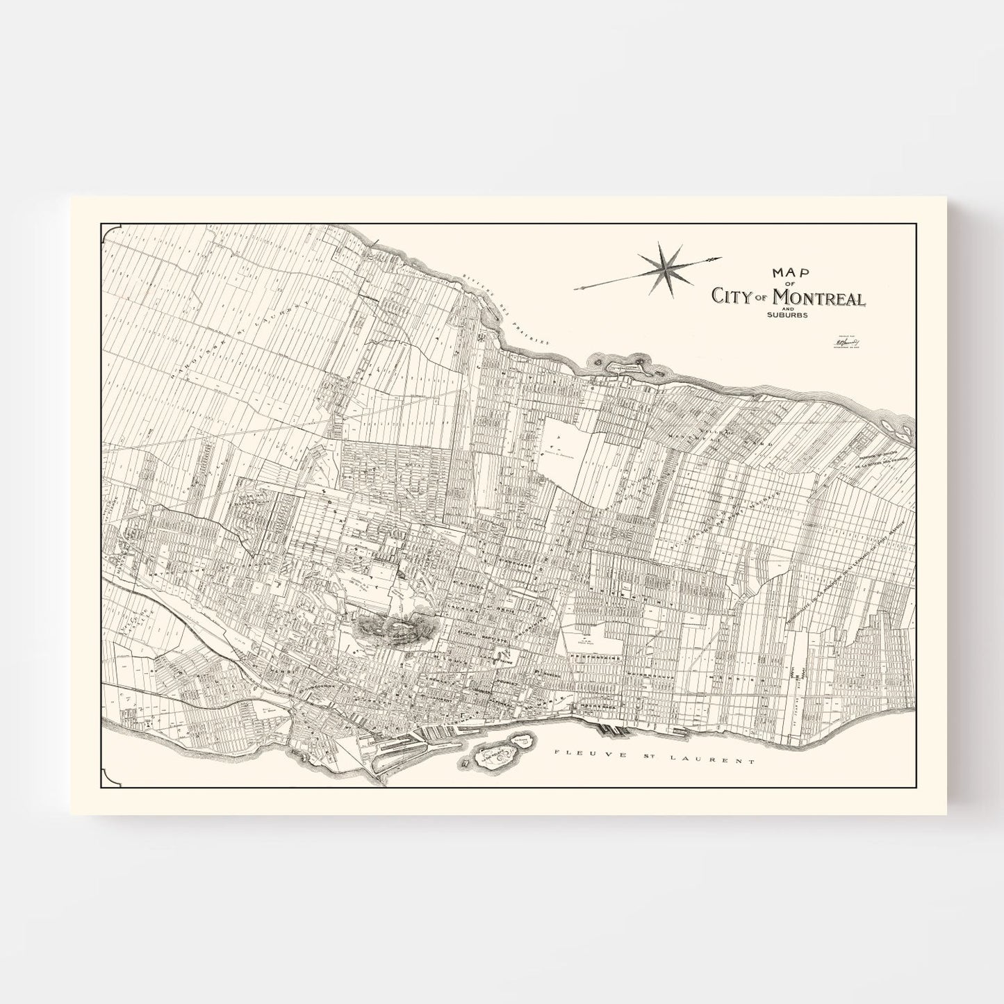 Vintage Map of Montreal, Canada 1920