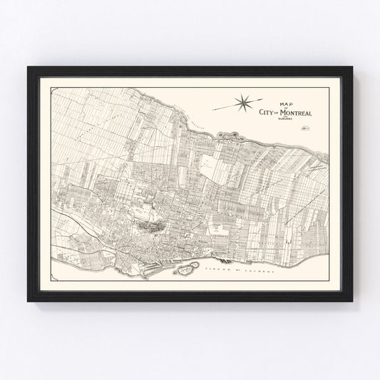 Vintage Map of Montreal, Canada 1920