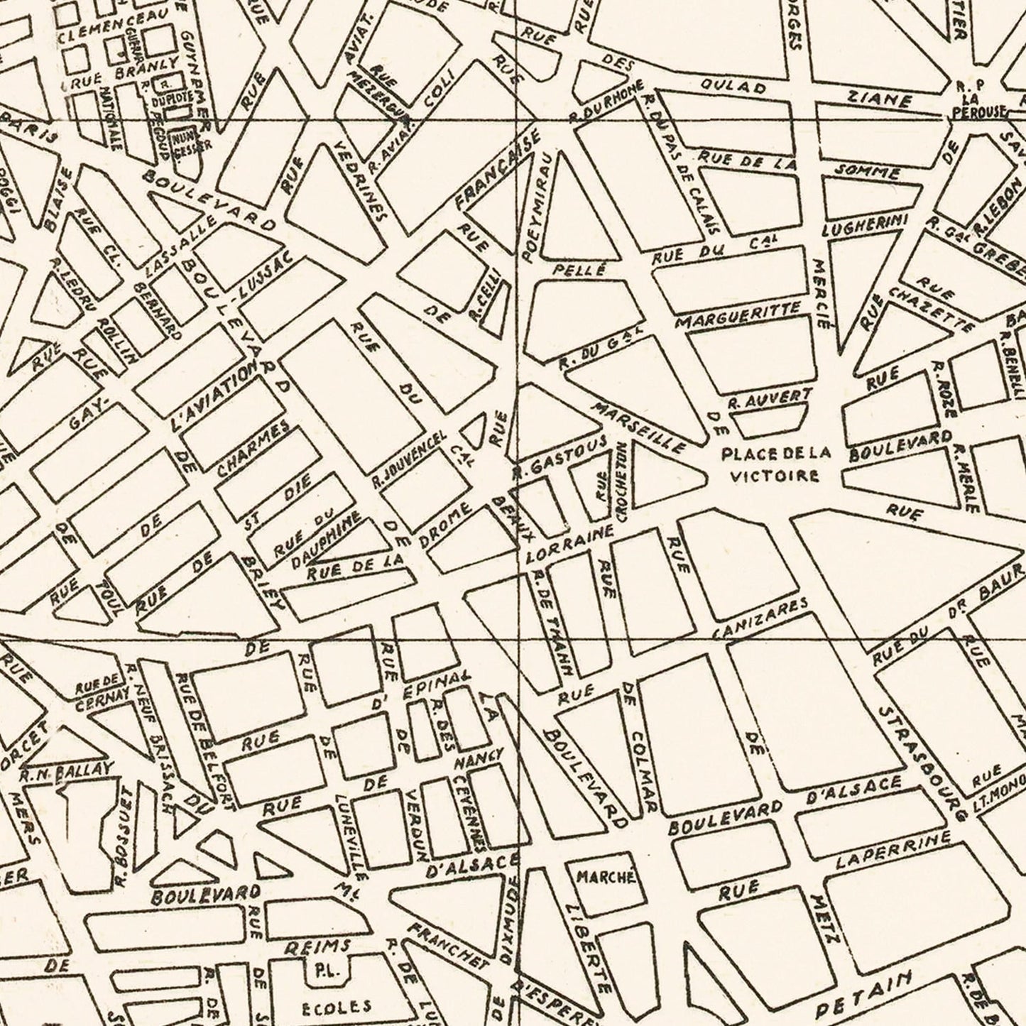 Vintage Map of Casablanca, Morocco 1941