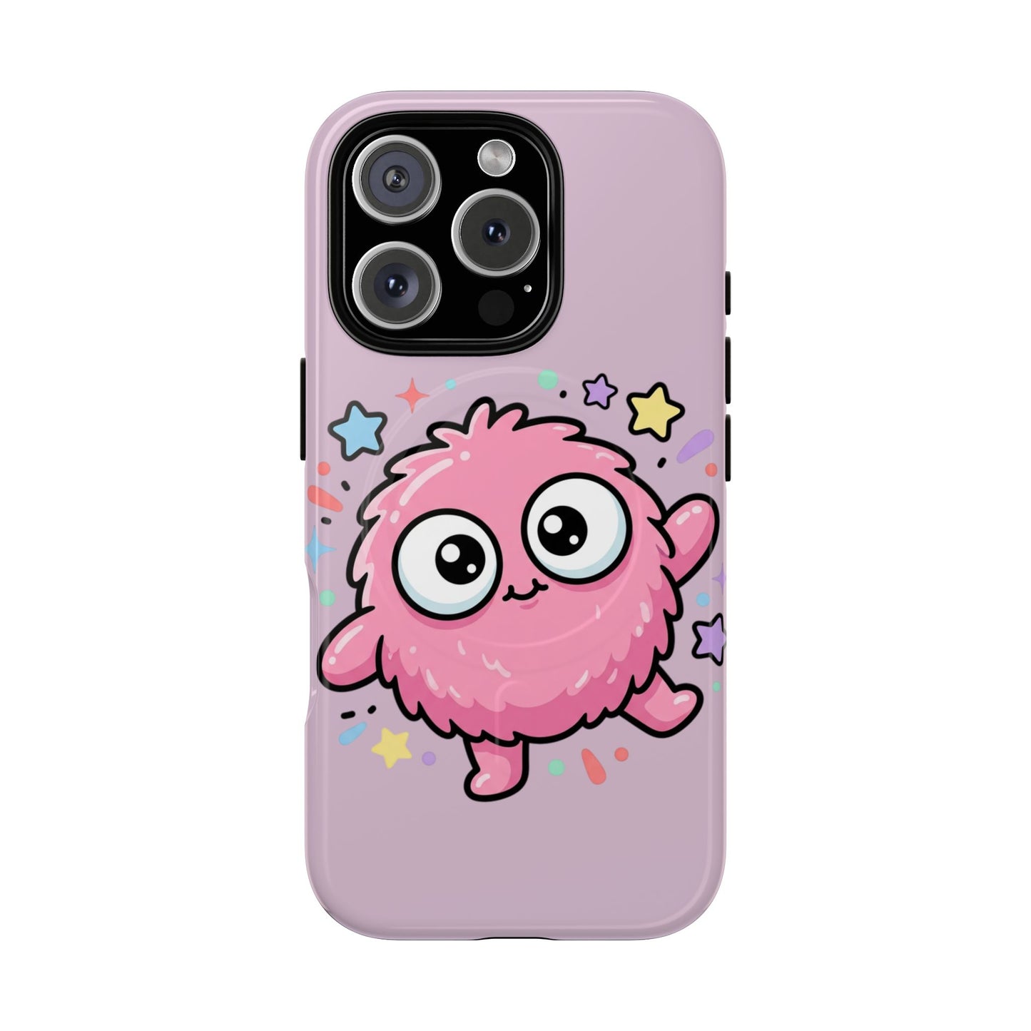 Cute Pink Fuzzy Monster Tough Magnetic Phone Case — Cute Kawaii Protective iPhone Cover