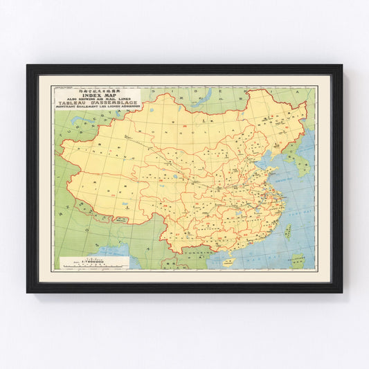 Vintage China Postal Map 1933