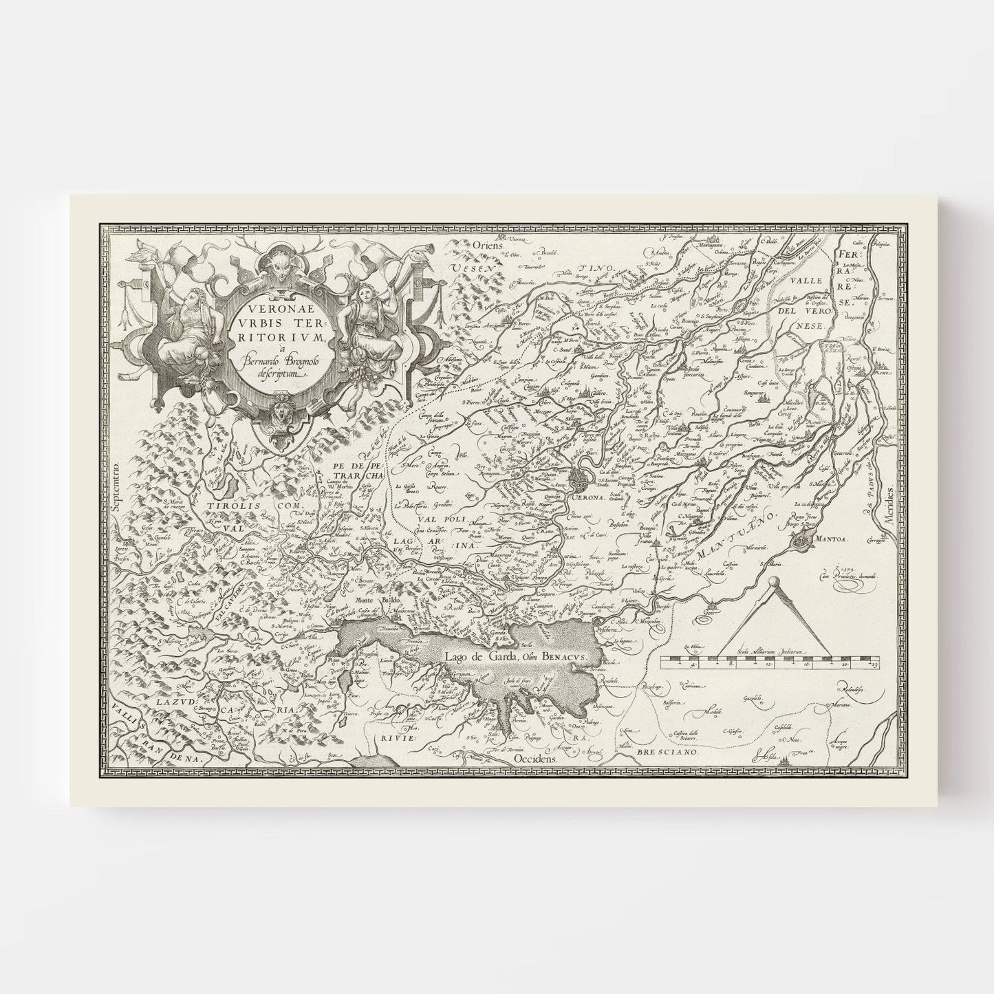 Vintage Map of Verona, Italy 1579