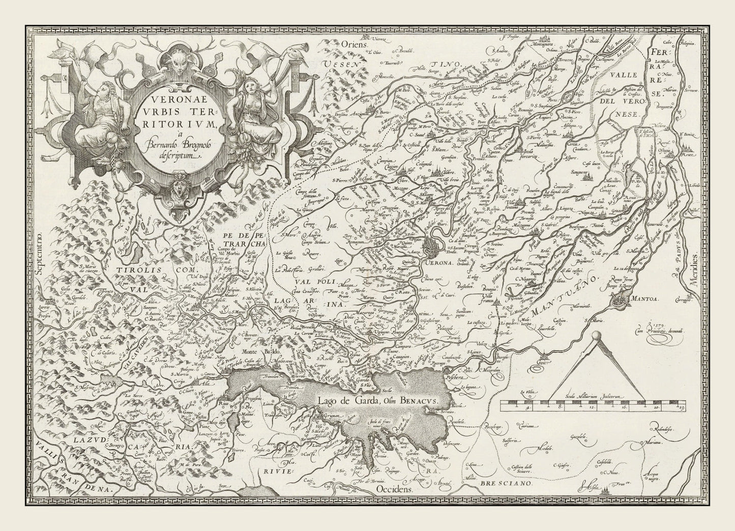Vintage Map of Verona, Italy 1579