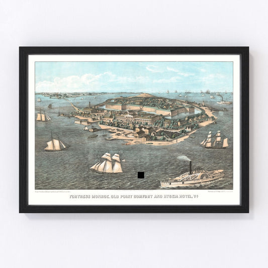 Vintage Fort Monroe, VA Map 1861