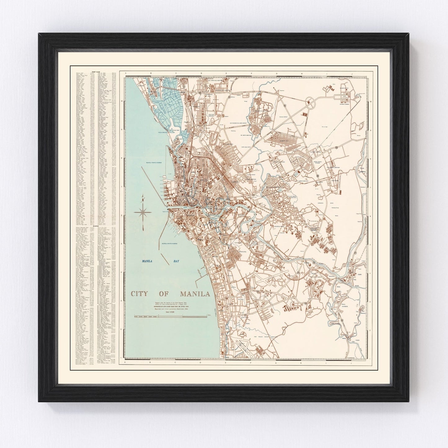 Vintage Map of Manila, Philippines 1945