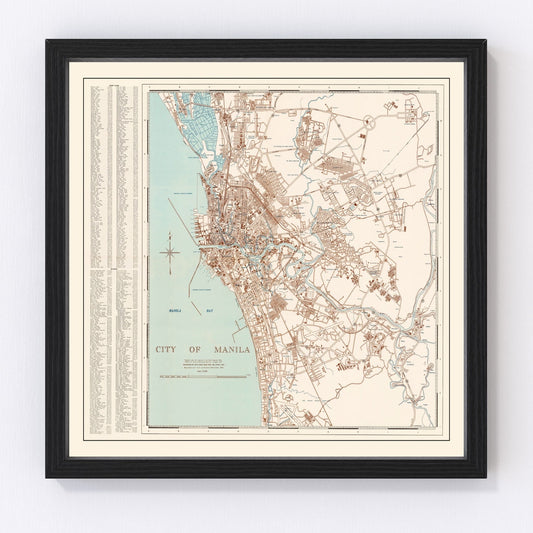 Vintage Map of Manila, Philippines 1945