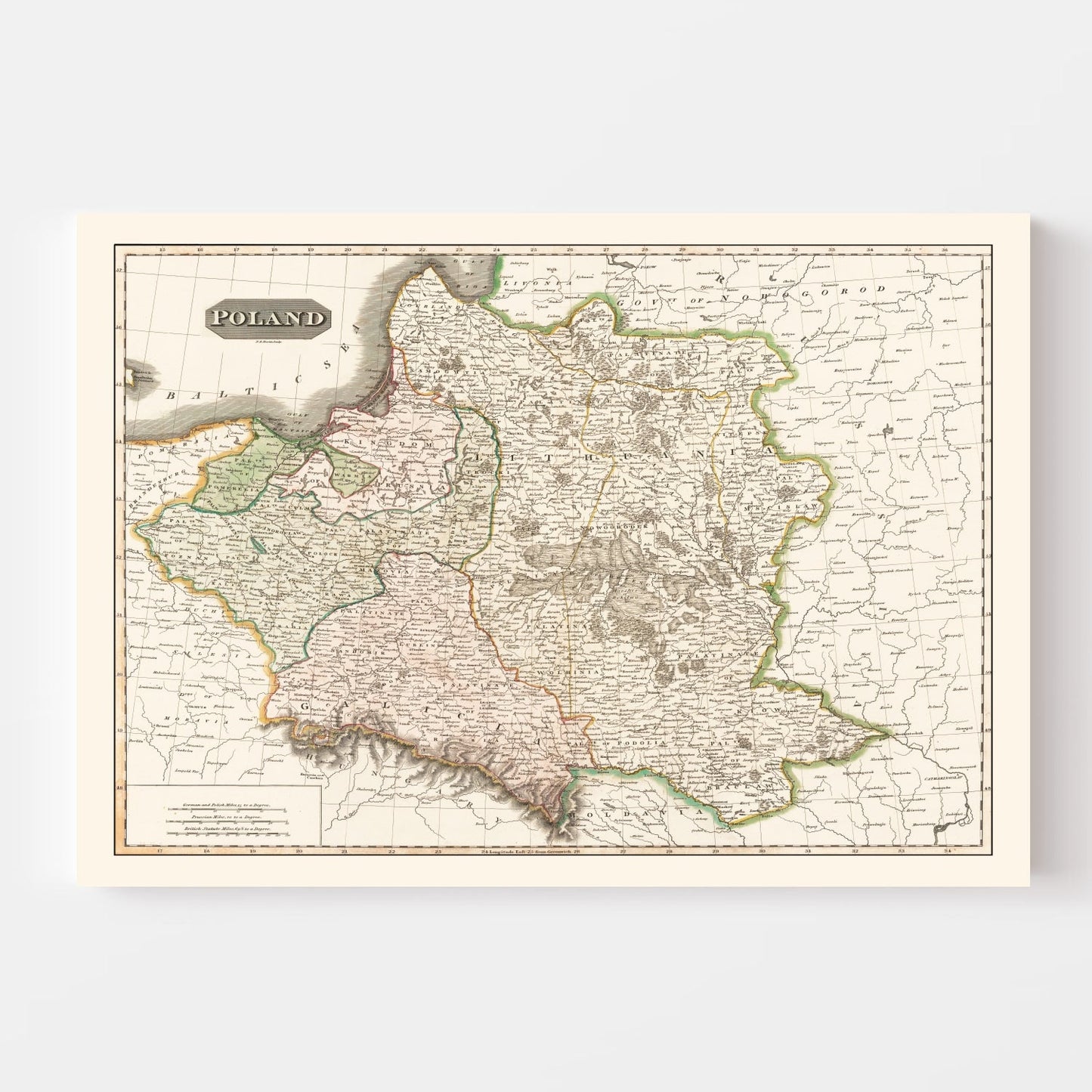 Vintage Map of Poland 1814