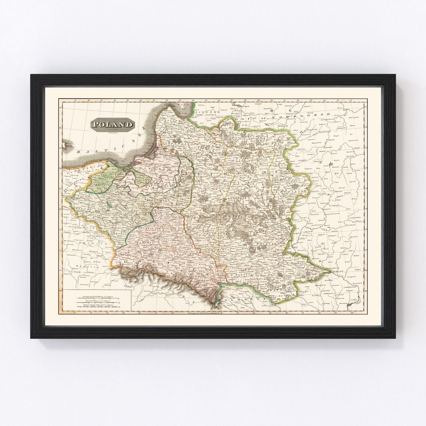 Vintage Map of Poland 1814