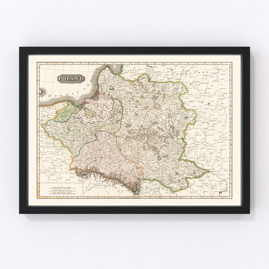 Vintage Map of Poland 1814