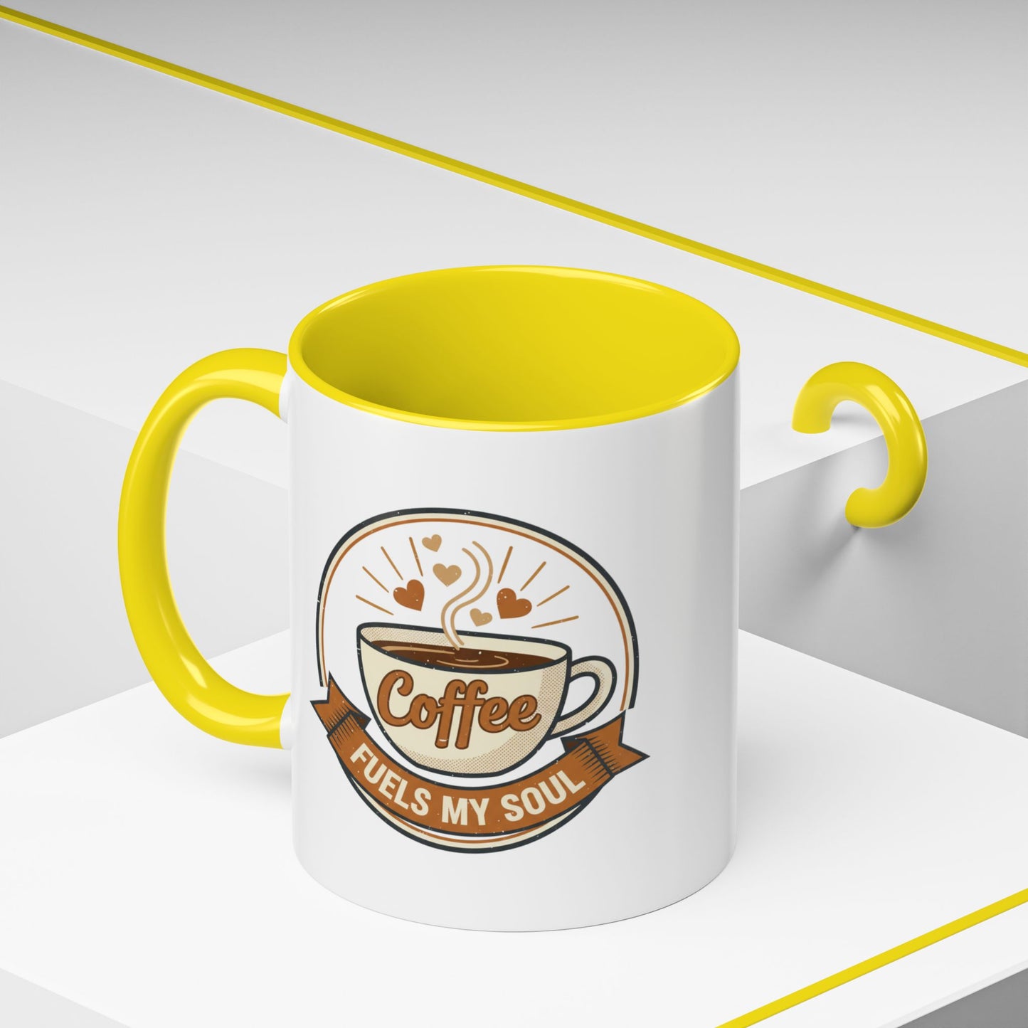 Coffee Mug - "Coffee Fuels My Soul" Accent Ceramic Mug (11/15oz)