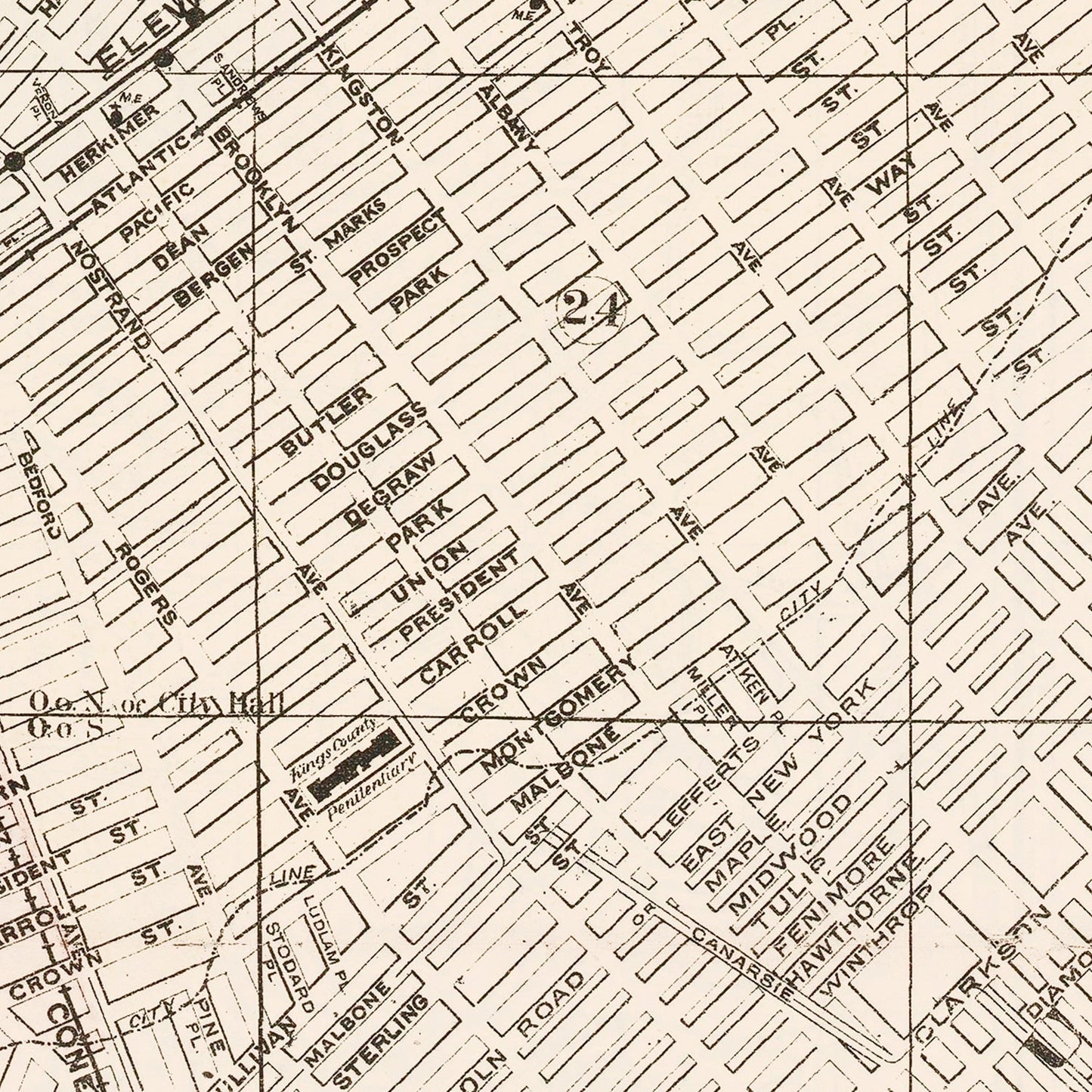 Vintage Map of Brooklyn, New York 1891
