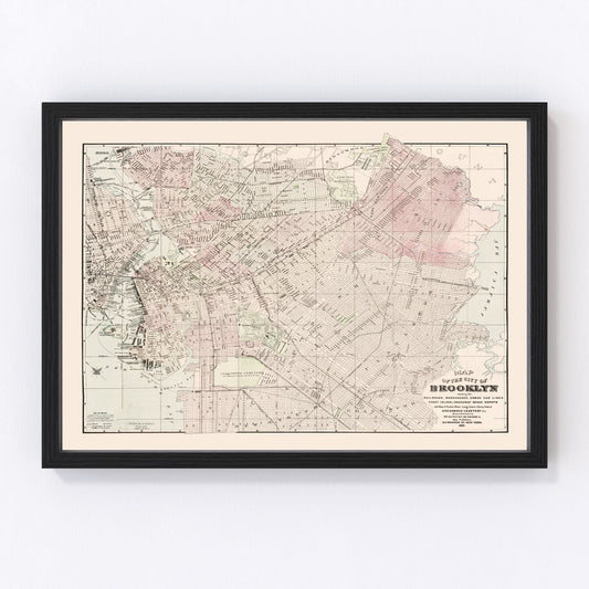 Vintage Map of Brooklyn, New York 1891