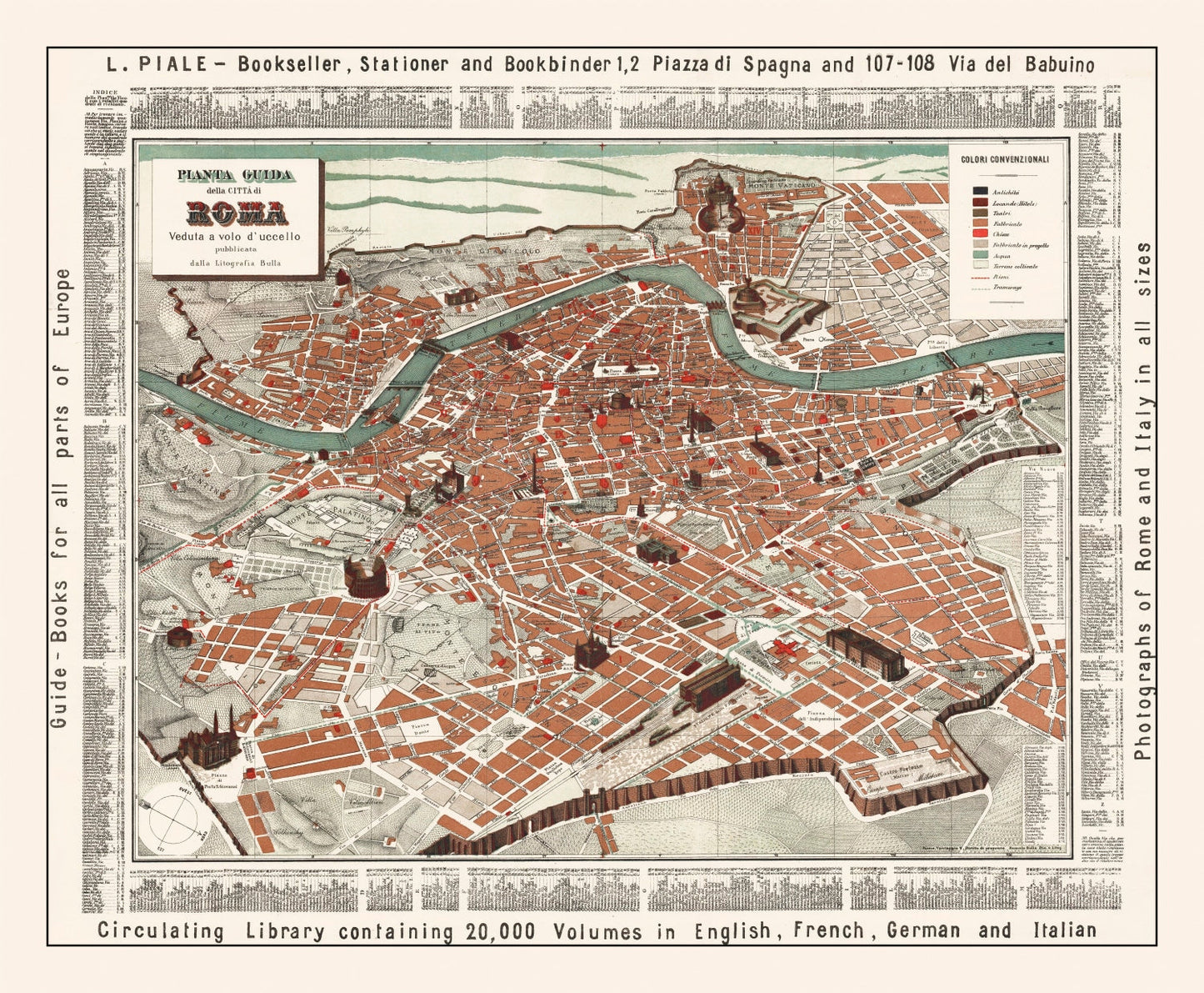 Vintage Map of Rome, Italy 1885