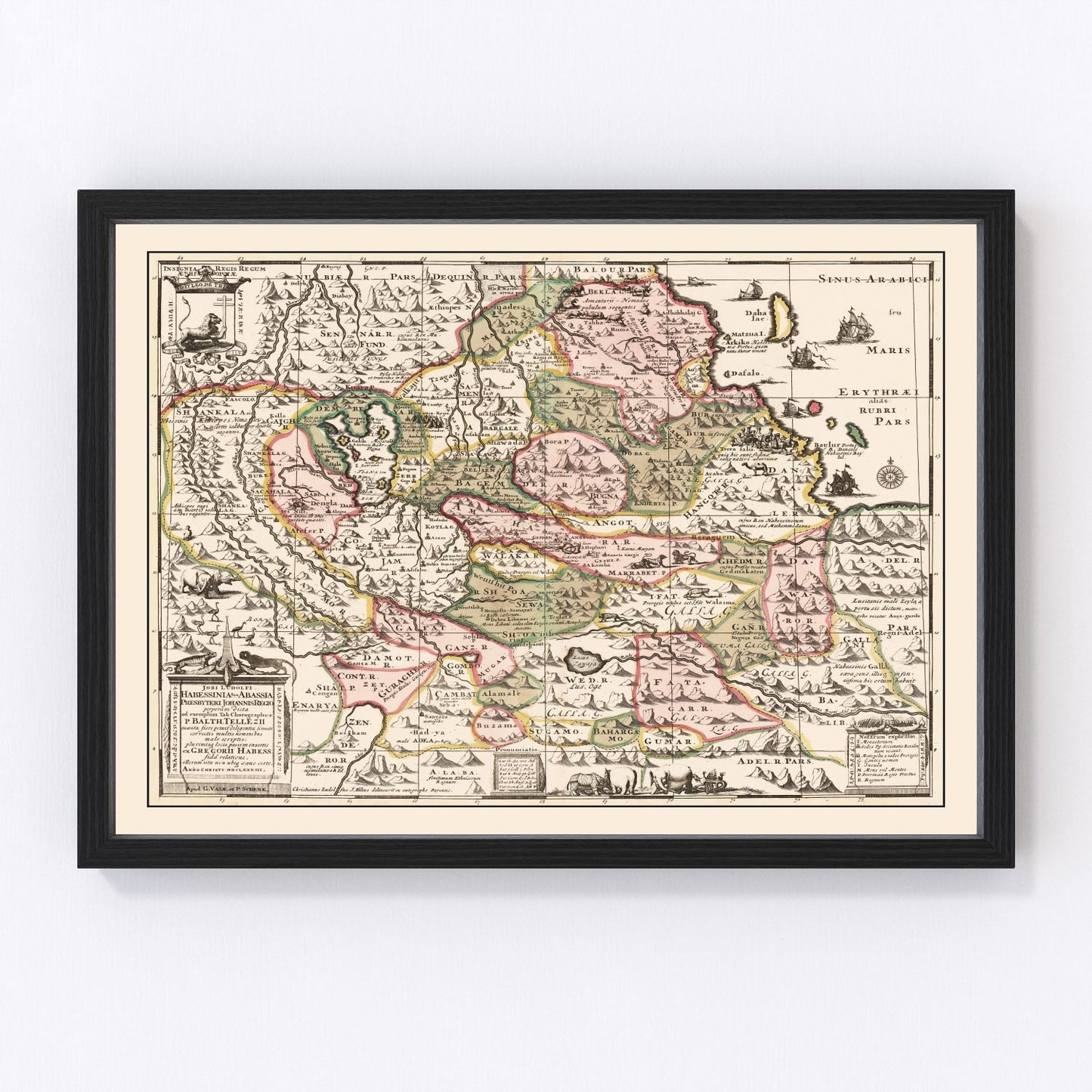 Vintage Source of the Nile, Ethiopia Map 1683
