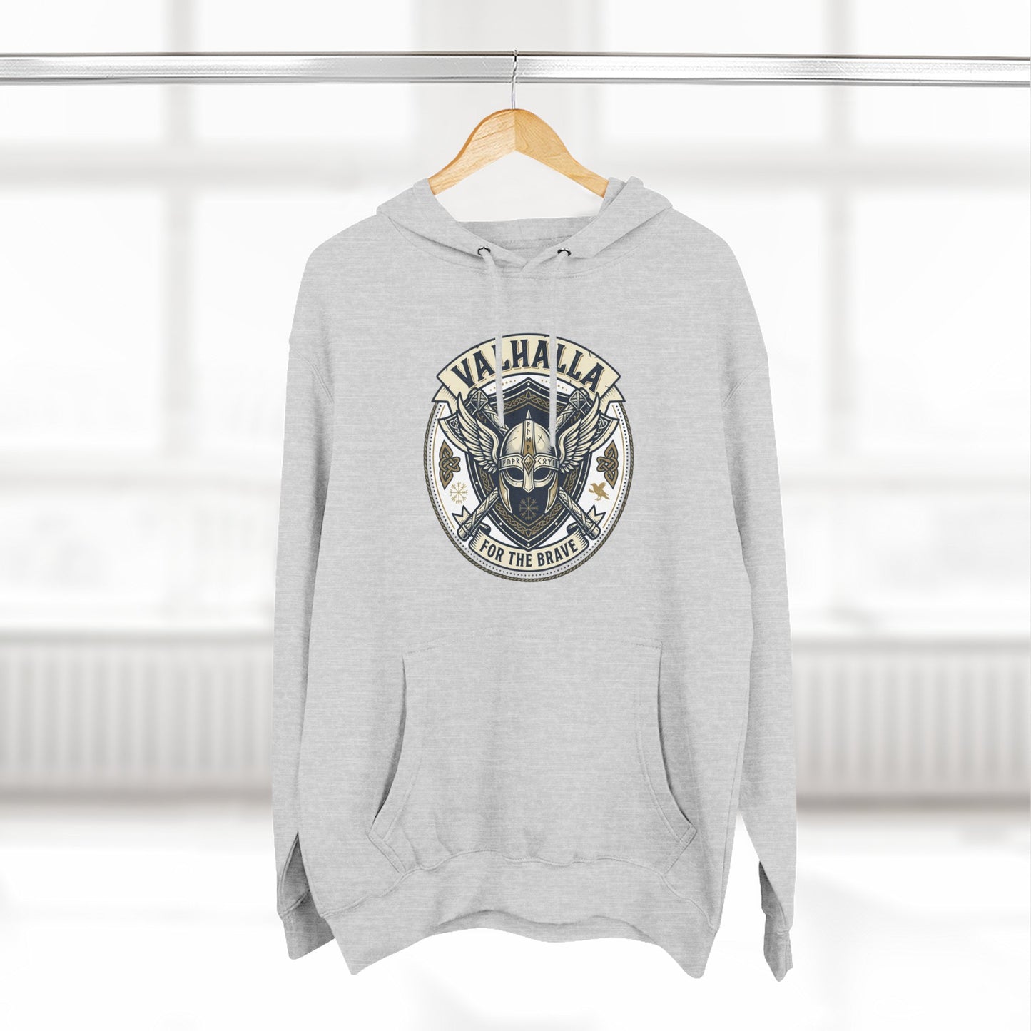 Viking Valhalla Skull Hoodie – "For the Brave" Graphic Fleece Hoodie