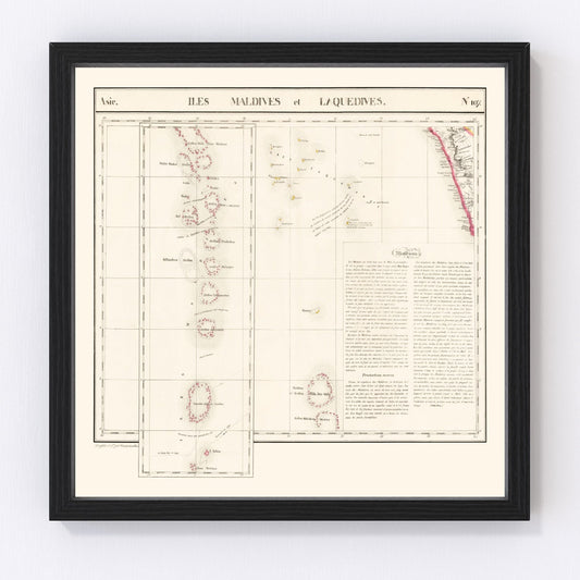 Vintage Maldive Archipelago Map 1827