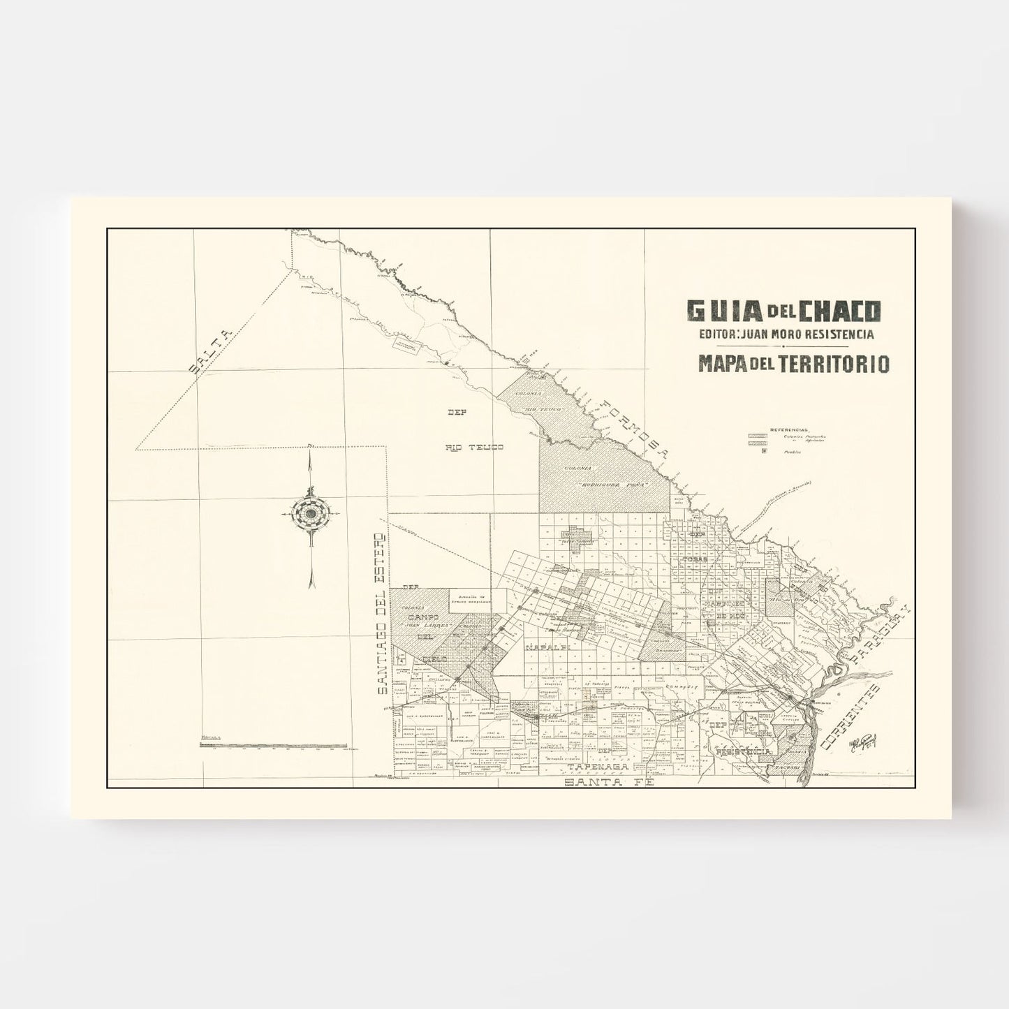 Vintage Chaco Province, Argentina Map 1920