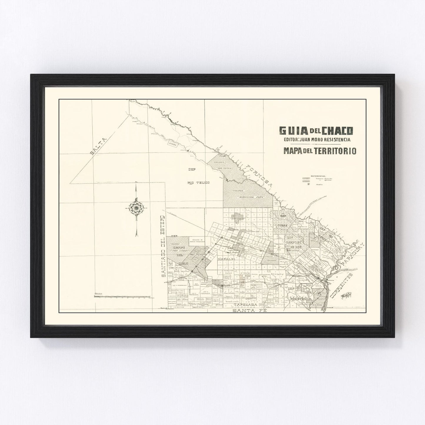 Vintage Chaco Province, Argentina Map 1920
